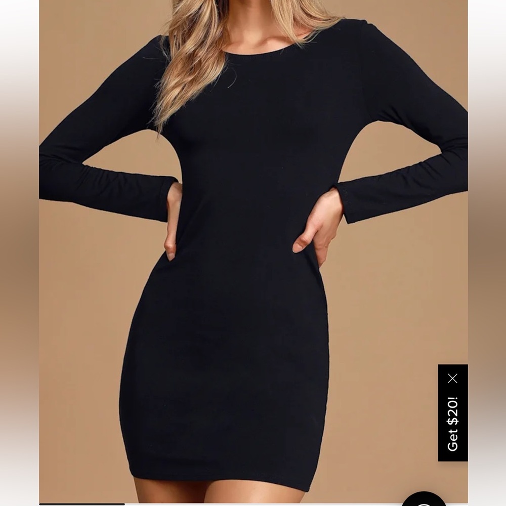 Lulus black long sleeve bodycon dress size S